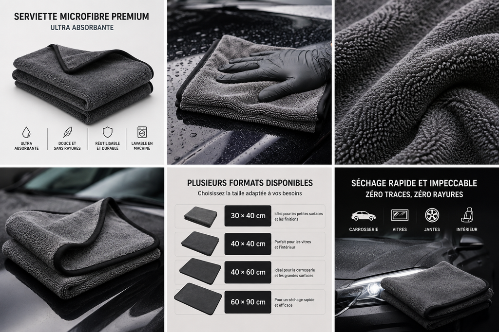 Serviette Microfibre Premium pour Voiture – Ultra Absorbante